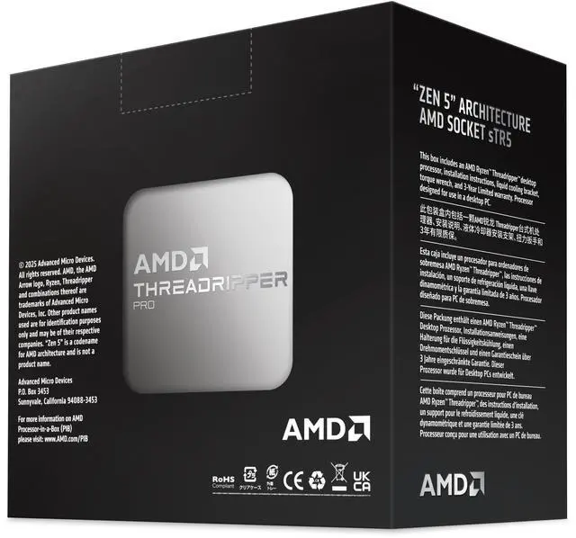 Alt view image 5 of 5 - AMD Ryzen Threadripper PRO 9975WX - Ryzen Threadripper PRO Shimada Peak 32-Core 4.0 GHz Socket sTR5 350W None Integrated Graphics Processor - 100-100000723WOF