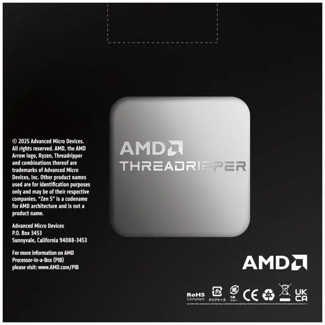 Alt view image 4 of 5 - AMD Ryzen Threadripper 9970X - Ryzen Threadripper 9000 Series 32-Core 4.0 GHz Socket sTR5 350W None Integrated Graphics Processor - 100-000001594WOF