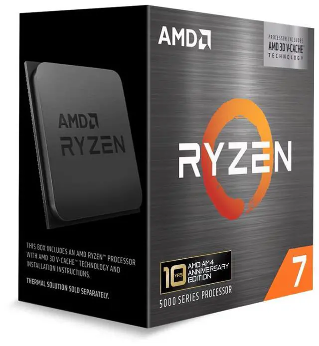 Alt view image 5 of 5 - AMD Ryzen 7 5800X3D 10th Anniversary Edition - Ryzen 7 5000 Series Vermeer (Zen 3) 8-Core 3.4 GHz Socket AM4 105W Desktop CPU Processor - 100-100000651POF