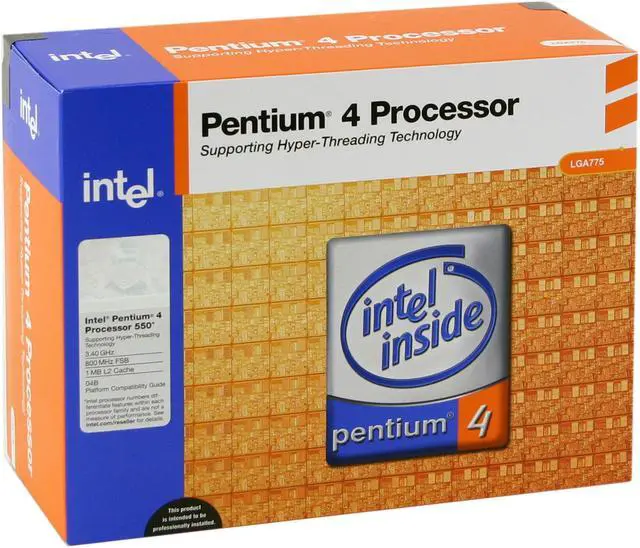 Main image of Intel Pentium 4 550 - Pentium 4 Prescott Single-Core 3.4 GHz LGA 775 Processor - BX80547PG3400E
