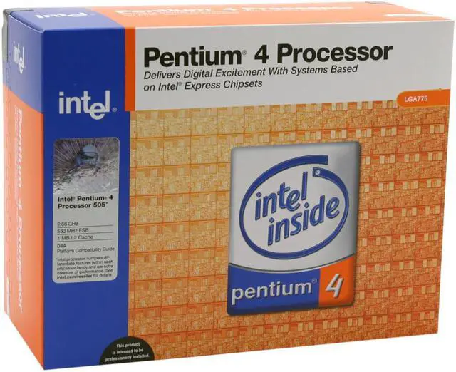 Intel Pentium 4 505 - Pentium 4 Prescott Single-Core 2.66 GHz LGA 775 ...