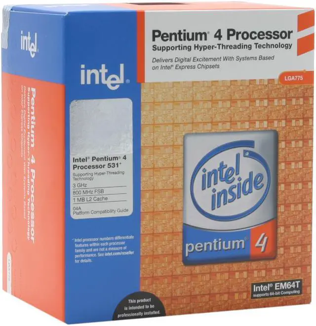 Main image of Intel Pentium 4 531 - Pentium 4 Prescott Single-Core 3.0 GHz LGA 775 Processor - BX80547PG3000EK