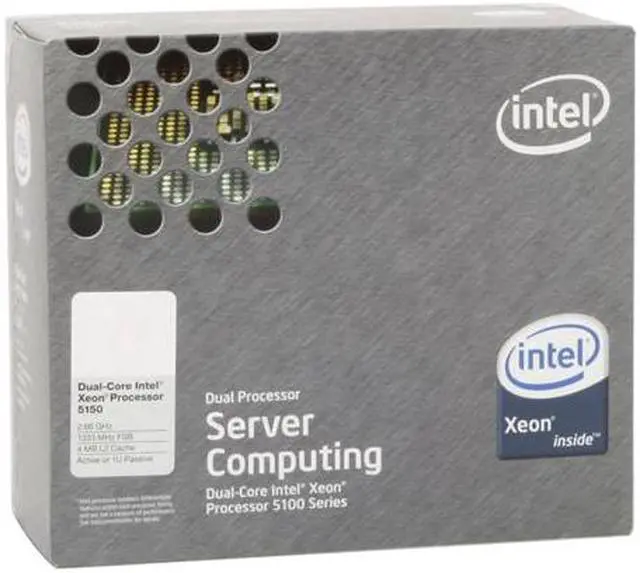Main image of Intel Xeon 5150 Woodcrest 2.66 GHz 4MB L2 Cache LGA 771 65W BX805565150P 2U Passive Processor