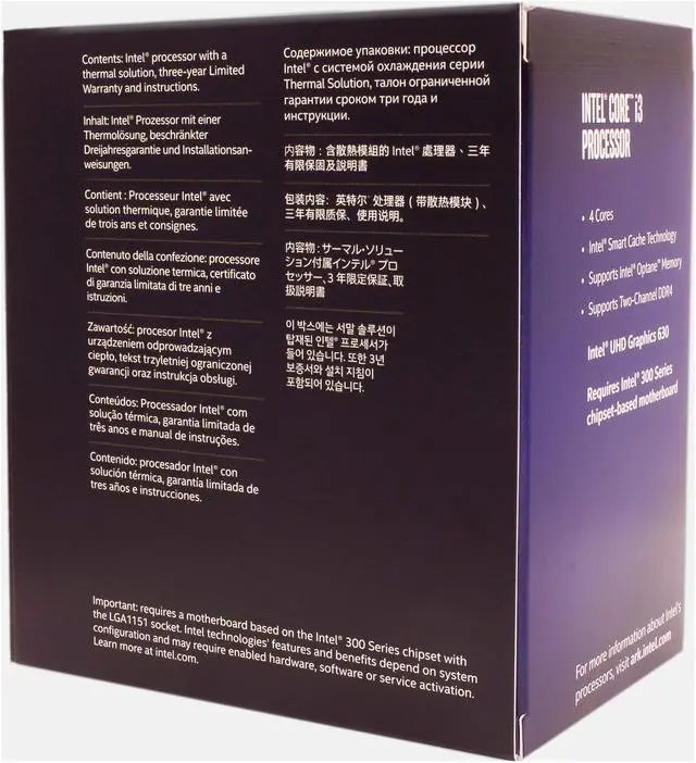 Alt view image 3 of 3 - Intel Core i3 8th Gen - Core i3-8300 Coffee Lake Quad-Core 3.7 GHz LGA 1151 (300 Series) 65W BX80684I38300 Desktop Processor Intel UHD Graphics 630