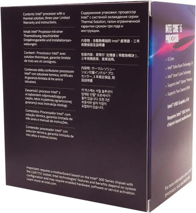 Alt view image 3 of 3 - Intel Core i5 8th Gen - Core i5-8600 Coffee Lake 6-Core 3.1 GHz (4.3 GHz Turbo) LGA 1151 (300 Series) 65W BX80684I58600 Desktop Processor Intel UHD Graphics 630