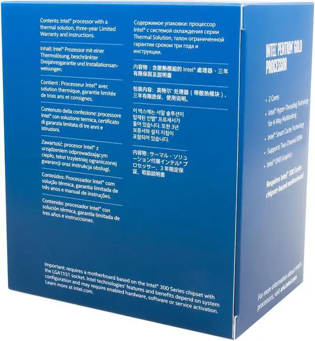 Alt view image 4 of 4 - Intel Pentium G6405 - Pentium Gold Comet Lake Dual-Core 4.1 GHz LGA 1200 58W Intel UHD Graphics 610 Desktop CPU Processor - BX80701G6405