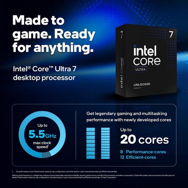 Alt view image 3 of 9 - Intel Core Ultra 7 265K - Core Ultra 7 (Series 2) Arrow Lake 20-Core (8P+12E), LGA 1851, 125W Desktop Processor - BX80768265K