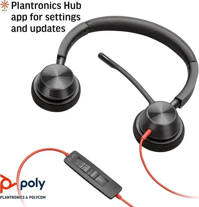 Alt view image 5 of 6 - POLY Blackwire 3320 USB-A - Wired, Dual-Ear (Stereo) Headset with Boom Mic - USB-A to Connect to Your PC, Mac or Cell Phone - Works with Teams, Zoom & More