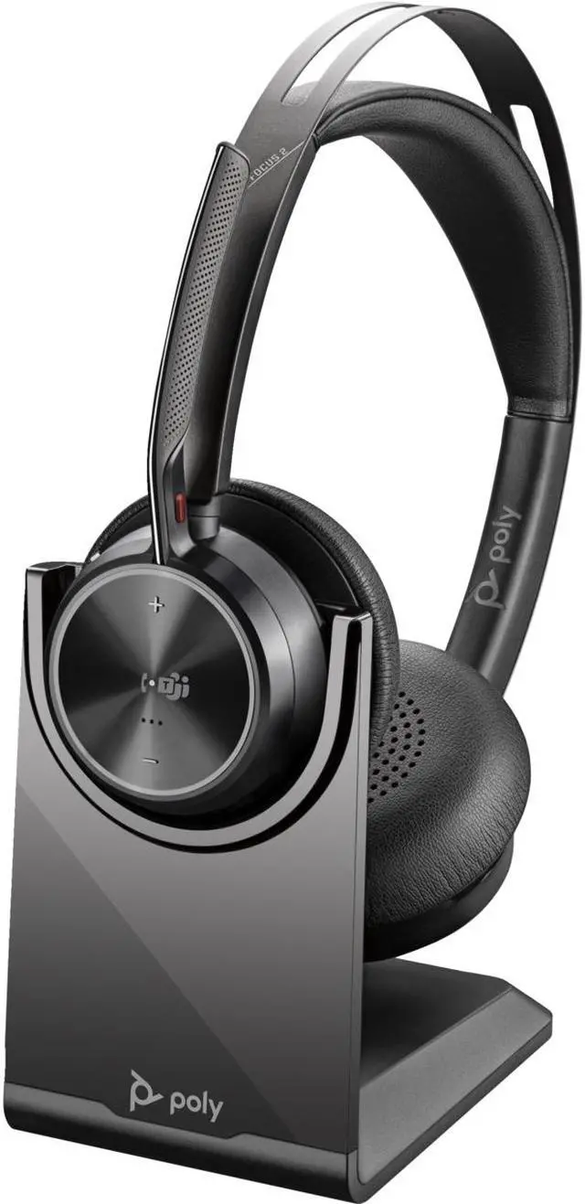 Main image of Poly Voyager Focus 2 UC USB-A Headset with Stand (Plantronics) - Bluetooth Stereo Headset with Boom Mic - USB-A PC/Mac Compatible - Active Noise Canceling - Works with Teams (Certified), Zoom & more