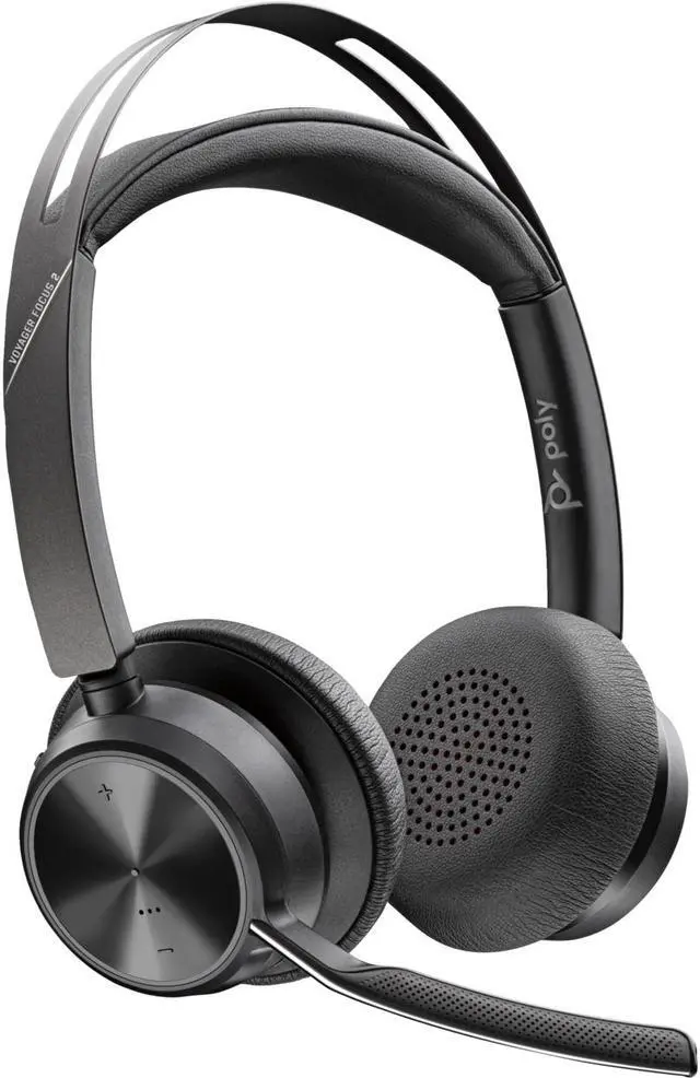 Alt view image 2 of 9 - Poly Voyager Focus 2 UC USB-A Bluetooth Headset with Charging Stand, Black