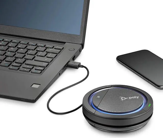 Alt view image 2 of 5 - Poly Calisto 5300 Personal Bluetooth Speakerphone (Plantronics) - Connect to PC/Mac via USB-A and Cell Phone via Bluetooth - Works with Teams, Zoom, and More