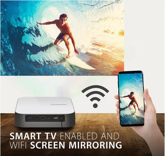 Alt view image 4 of 8 - ViewSonic M2e 1080p Projector with 1000 LED Lumens, Bluetooth Speakers, USB C and Wi-Fi