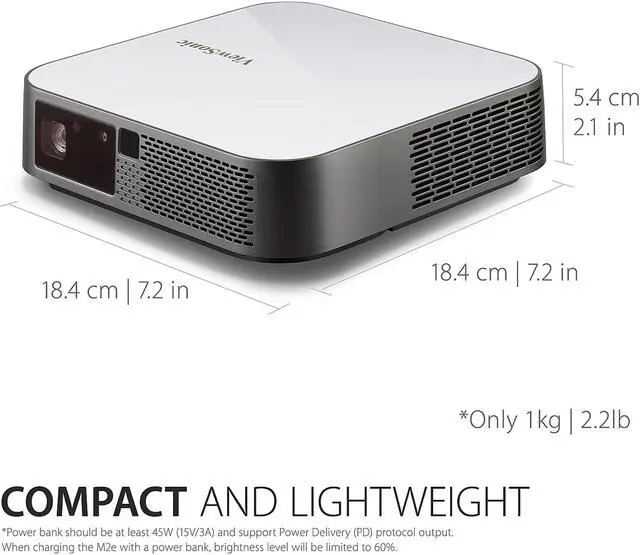 Alt view image 7 of 8 - ViewSonic M2e 1080p Projector with 1000 LED Lumens, Bluetooth Speakers, USB C and Wi-Fi