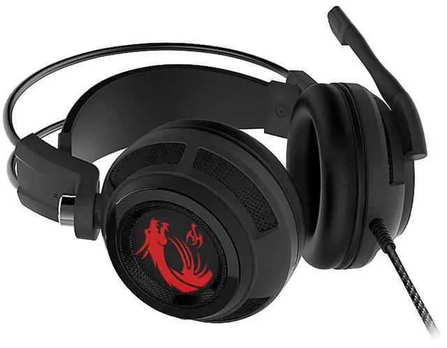 Alt view image 6 of 9 - MSI Gaming Headset with Microphone, Enhanced Virtual 7.1 Surround Sound and Intelligent Vibration System (DS502)