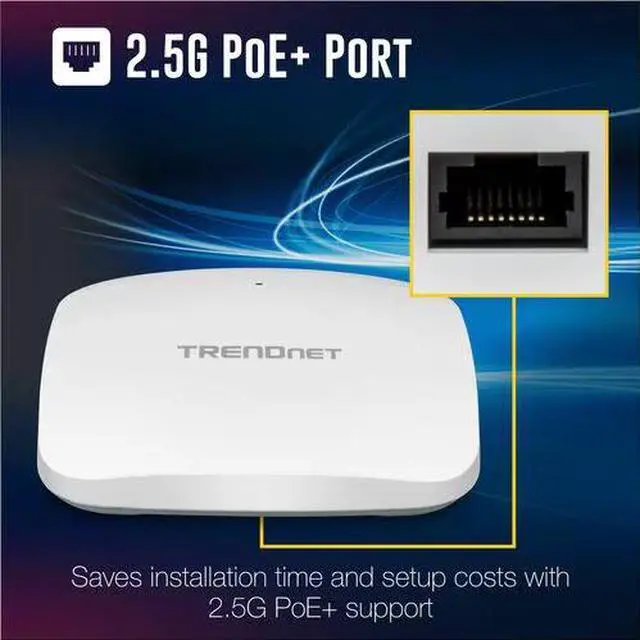 Alt view image 9 of 10 - TRENDnet AX3000 Dual Band WiFi 6 PoE+ Access Point, TEW-923DAP, 1 x 2.5GBASE-T PoE+ LAN Port, OFDMA and MU-MIMO Technology, 2402Mbps (5Ghz), 573Mbps (2.4Ghz), WPA3 Ecryption, White