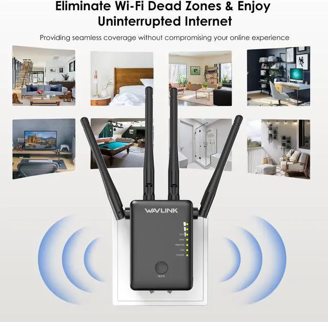Alt view image 5 of 7 - Wavlink AC1200 WiFi Extender Dual Band WiFi Range Extende, wifi Repeater / Access Point / Router / Media Bridge with 4 High Gain External Antenna 1200Mbps, 802.11AC, WPS Easy Set Up, Wall Plug