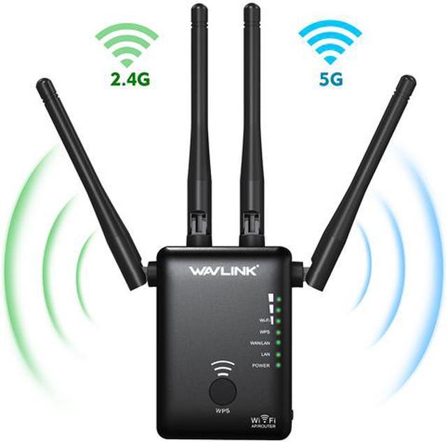 WAVLINK 1200Mbps WiFi Router High Power Wireless WiFi Home Gigabit Router Dual Band（5GHz+2.4GHz Smart Internet Router,High Speed WiFi Long Range Coverage for Gaming and Works/2 x 2 MIMO 5dBi Antennas 