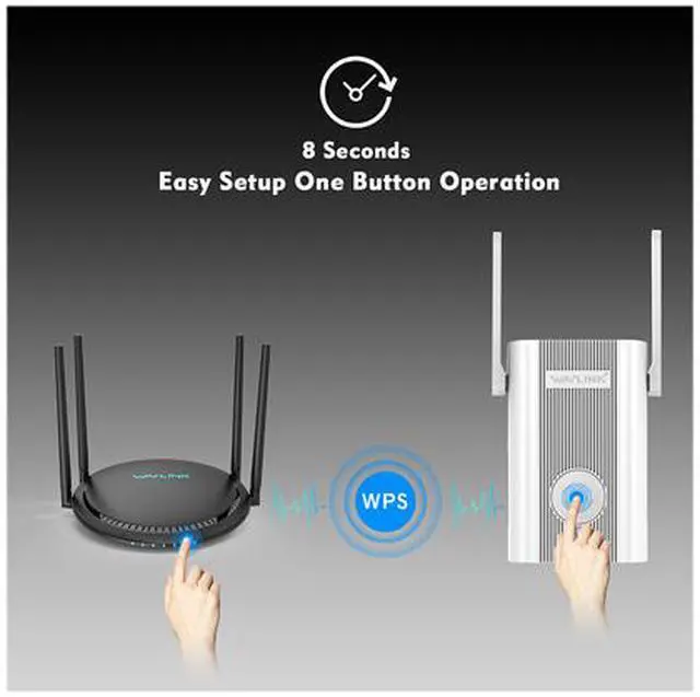 Alt view image 4 of 6 - Wavlink AC1200 Dual Band WiFi Range Extender, Access Point Wireless Repeater Signal Amplifier Booster 2.4GHz 867Mbps + 2.4GHz 300Mbps with 2xHigh Gain External Antennas, 802.11ac, WPA2, WPA, Wall Plug