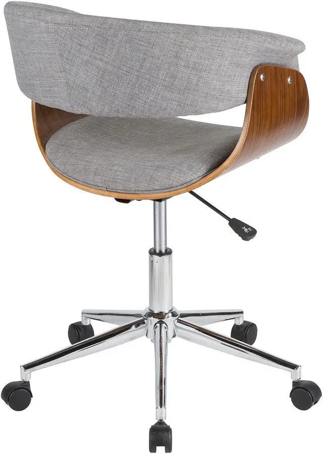 Alt view image 2 of 10 - Vintage Mod Mid-Century Modern Office Chair in Walnut Wood and Light Grey Fabric by LumiSource