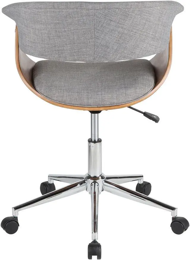 Alt view image 4 of 10 - Vintage Mod Mid-Century Modern Office Chair in Walnut Wood and Light Grey Fabric by LumiSource