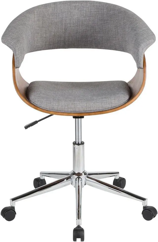 Alt view image 5 of 10 - Vintage Mod Mid-Century Modern Office Chair in Walnut Wood and Light Grey Fabric by LumiSource