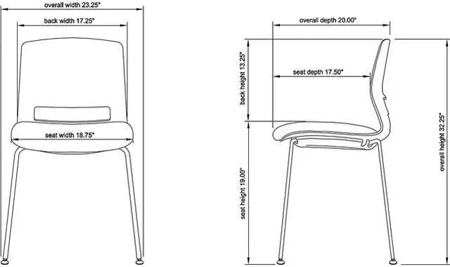 Alt view image 4 of 4 - Lorell Chair, Stackable, 21-1/2"Wx33"Lx33"H, 2/Ct, Black (LLR42948)