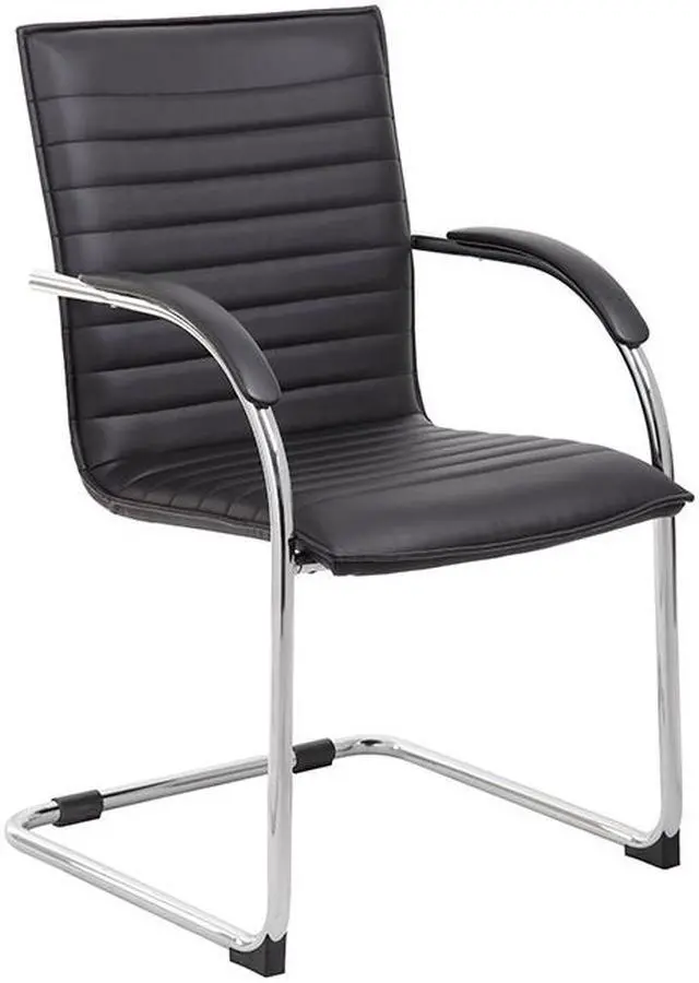 Main image of Boss Chrome Frame, Black Vinyl Side Chair, 2 pack