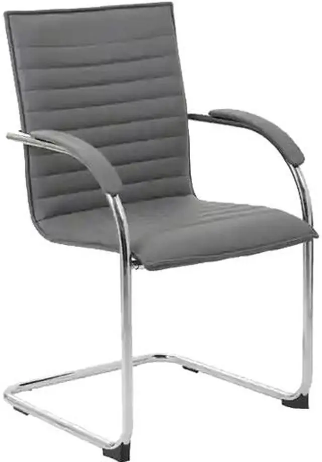 Main image of Boss Chrome Frame, Grey Vinyl Side Chair, 2 pack