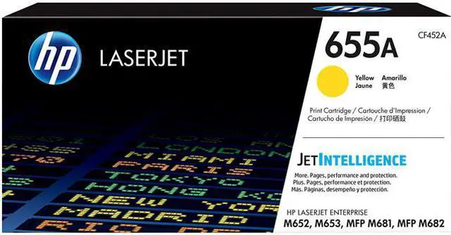 Main image of HP 655A Yellow Original LaserJet Toner Cartridge, ~10,500 pages, CF452A