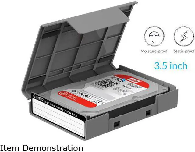 Alt view image 6 of 7 - [ 5 Pack ]ORICO 3.5-inch Hard Drive HDD Protection Box Case Storage Case for Hard Drive(HDD) or SDD, Anti-Static/Anti-Shake/Water Resistant/Dust Resistant -Gray