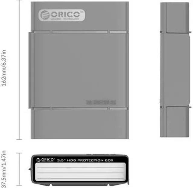 Alt view image 2 of 7 - [ 5 Pack ]ORICO 3.5-inch Hard Drive HDD Protection Box Case Storage Case for Hard Drive(HDD) or SDD, Anti-Static/Anti-Shake/Water Resistant/Dust Resistant -Gray