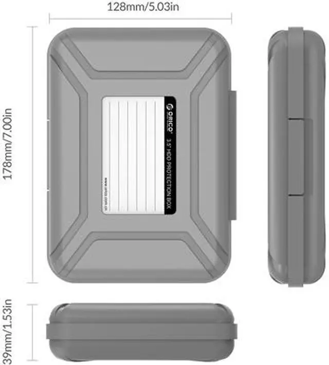 Alt view image 2 of 7 - [5Pack-Gray] ORICO Hard Drive Case for 3.5 Inch HDD/SSD Portable Hard Drive Carrying Protective Storage Box Anti-Static and Shockproof -PHX5S