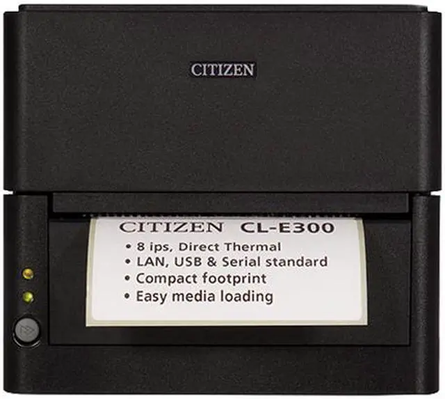 Alt view image 2 of 4 - Citizen CL-E300XUBNNA CL-E300 Series Compact LAN-as-standard Direct Thermal Barcode and Label Printer – USB/LAN/Serial – Black