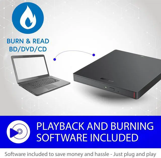 Alt view image 5 of 11 - Buffalo MediaStation BRXL-PUS6U3B-TAA Portable Blu-ray Writer BRXLPUS6U3BTAA