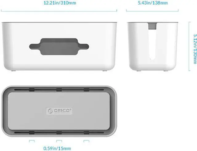 Alt view image 2 of 6 - ORICO Cable Management Box Organizer with Smartphone Holder Wire, Charger Line, USB Network HUB Cable Management Box - White (CMB-18)