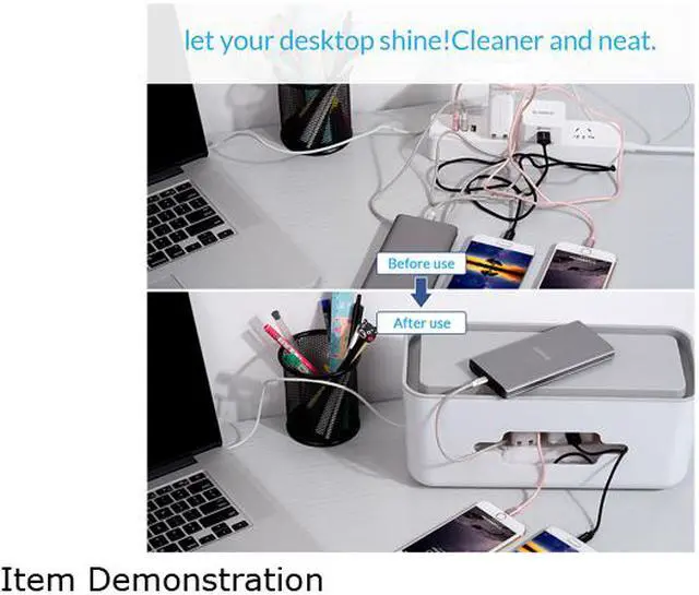 Alt view image 5 of 6 - ORICO Cable Management Box Organizer with Smartphone Holder Wire, Charger Line, USB Network HUB Cable Management Box - White (CMB-18)
