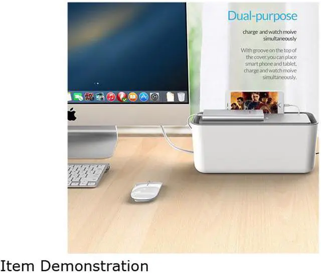 Alt view image 6 of 6 - ORICO Cable Management Box Organizer with Smartphone Holder Wire, Charger Line, USB Network HUB Cable Management Box - White (CMB-18)