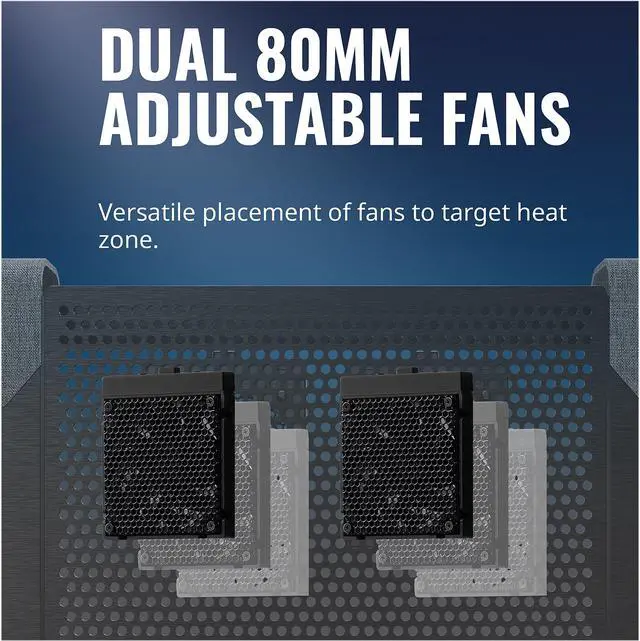 Alt view image 7 of 10 - Cooler Master Notepal U2 Plus V2 Laptop Air Cooler, Dual 80mm Moveable Fans, Lightweight Aluminum Cooling Pad, Polyester Fiber Dacron and Aluminum Material, Supports up to 17" Laptop