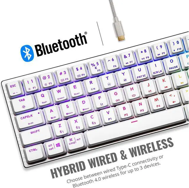 Alt view image 2 of 9 - Cooler Master SK622 Silver White Wireless 60% Mechanical Keyboard with Low Profile Blue Switches, New and Improved Keycaps, and Brushed Aluminum Design