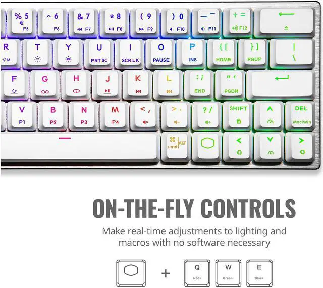 Alt view image 5 of 9 - Cooler Master SK622 Silver White Wireless 60% Mechanical Keyboard with Low Profile Blue Switches, New and Improved Keycaps, and Brushed Aluminum Design