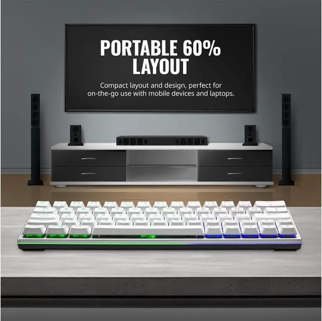 Alt view image 6 of 9 - Cooler Master SK622 Silver White Wireless 60% Mechanical Keyboard with Low Profile Blue Switches, New and Improved Keycaps, and Brushed Aluminum Design