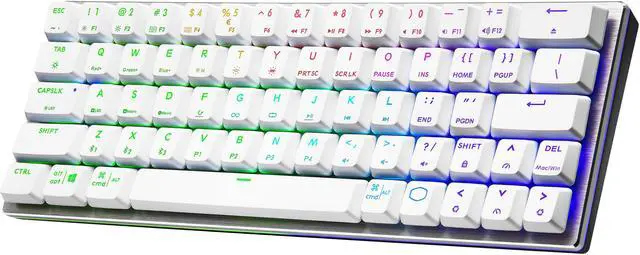 Alt view image 8 of 9 - Cooler Master SK622 Silver White Wireless 60% Mechanical Keyboard with Low Profile Blue Switches, New and Improved Keycaps, and Brushed Aluminum Design