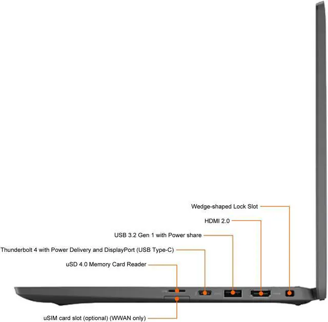 Alt view image 5 of 9 - Dell Latitude 7420 14" Notebook, Intel Core i7-1185G7, 16GB RAM, 256GB SSD, Windows 10 Pro, Carbon Fiber, Black (D8NF4)