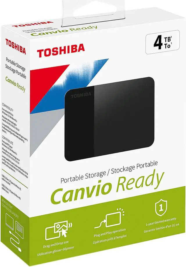 Alt view image 14 of 14 - Toshiba Canvio Ready 4TB Portable External Hard Drive USB 3.0 HDTP340XK3CA Black