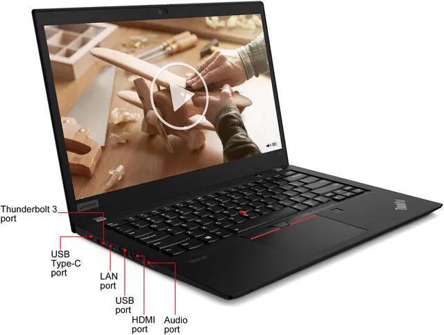 Alt view image 2 of 9 - Lenovo ThinkPad T14s 14" Notebook - Full HD - 1920 x 1080 - Intel Core i7 (10th Gen) i7-10610U  - 16 GB RAM - 256 GB SSD - Black - Windows 10 Pro