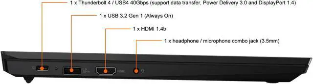 Alt view image 6 of 12 - Lenovo Laptop ThinkPad E15 Gen 2 (Intel) Intel Core i5-1135G7 16GB Memory 256 GB PCIe SSD Intel Iris Xe Graphics 15.6" Non-Touch Screen Windows 10 Pro 64-bit 20TD0018US