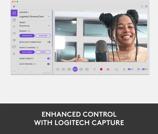 Alt view image 8 of 9 - Logitech for Creators StreamCam Webcam for Streaming and Content Creation, Full HD 1080p 60 fps, Premium Glass Lens, Smart Auto-Focus, for PC/Mac - White