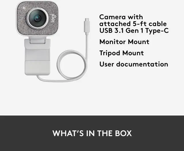 Alt view image 9 of 9 - Logitech for Creators StreamCam Webcam for Streaming and Content Creation, Full HD 1080p 60 fps, Premium Glass Lens, Smart Auto-Focus, for PC/Mac - White