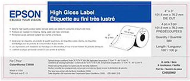 Main image of EPSON MEDIA FOR C3500 2 X 100 CONT GLOSS LABEL PK OF 6 ROLLS SOLD BY CASE