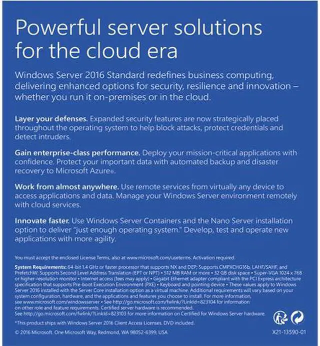 Alt view image 2 of 3 - Microsoft Windows Server Standard 2016 (16-Core, 64-Bit, DVD)